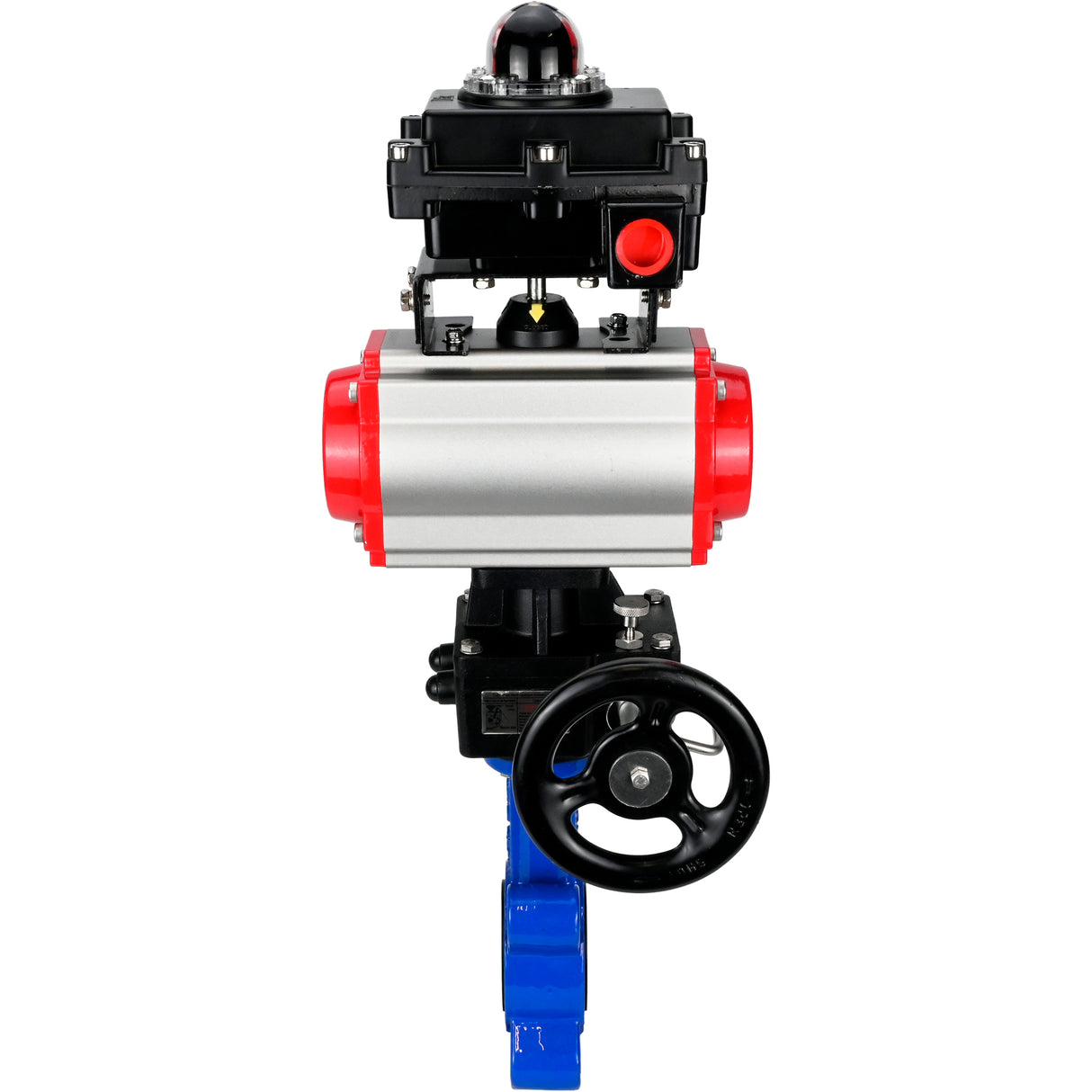 Water Butterfly Valve Elephant WBV1616N-2W-Fb-H, body material - cast iron QT450, disk material - cast iron QT450, seal - NBR, pneumatic actuator PA-DA double action, 4M310-08 24V, LSU APL-410N EX, handwheel MON