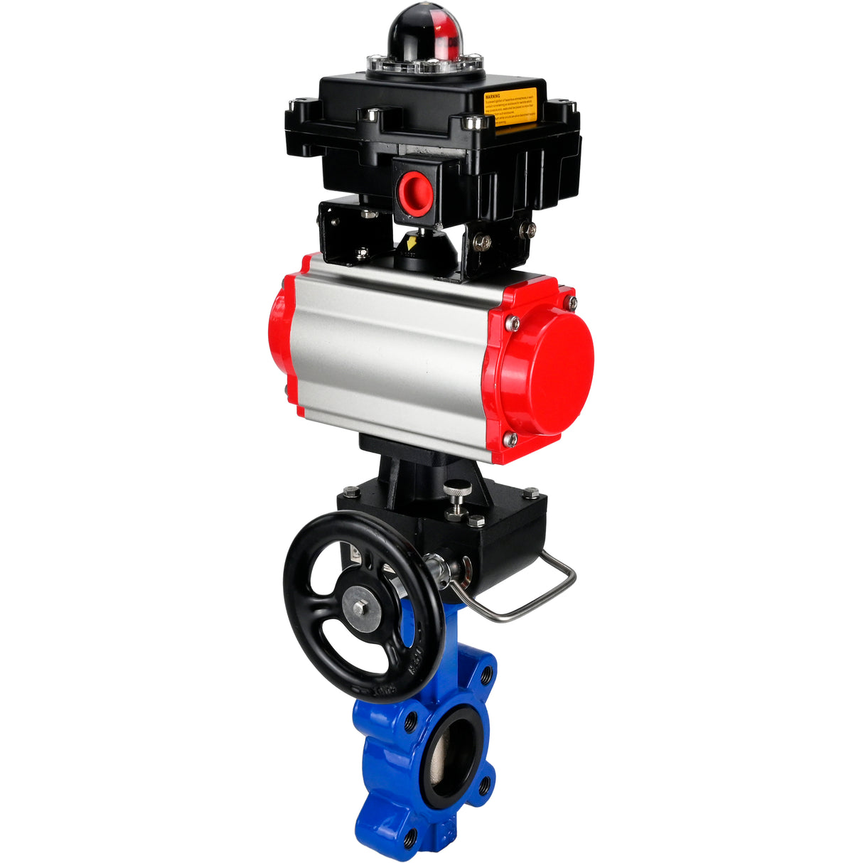 Water Butterfly Valve Elephant WBV1616N-2W-Fb-H, body material - cast iron QT450, disk material - cast iron QT450, seal - NBR, pneumatic actuator PA-DA double action, 4M310-08 24V, LSU APL-410N EX, handwheel MON
