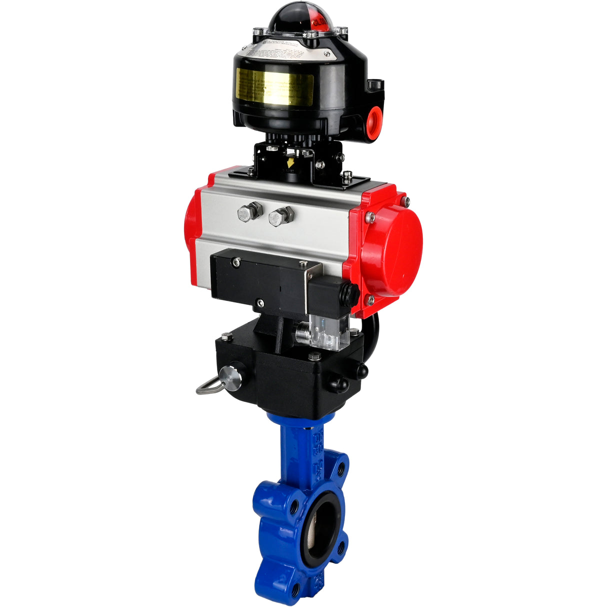 Water Butterfly Valve Elephant WBV1616E-2W-Fb-H, body material - cast iron QT450, disk material - cast iron QT450, seal - EPDM, pneumatic actuator PA-DA double action, 4M310-08 24V, LSU APL-510N EX, handwheel MON