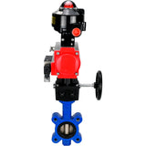 Water Butterfly Valve Elephant WBV1616E-2W-Fb-H, body material - cast iron QT450, disk material - cast iron QT450, seal - EPDM, pneumatic actuator PA-DA double action, 4M310-08 24V, LSU APL-510N EX, handwheel MON