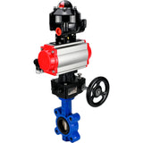 Water Butterfly Valve Elephant WBV1616E-2W-Fb-H, body material - cast iron QT450, disk material - cast iron QT450, seal - EPDM, pneumatic actuator PA-DA double action, 4M310-08 24V, LSU APL-510N EX, handwheel MON