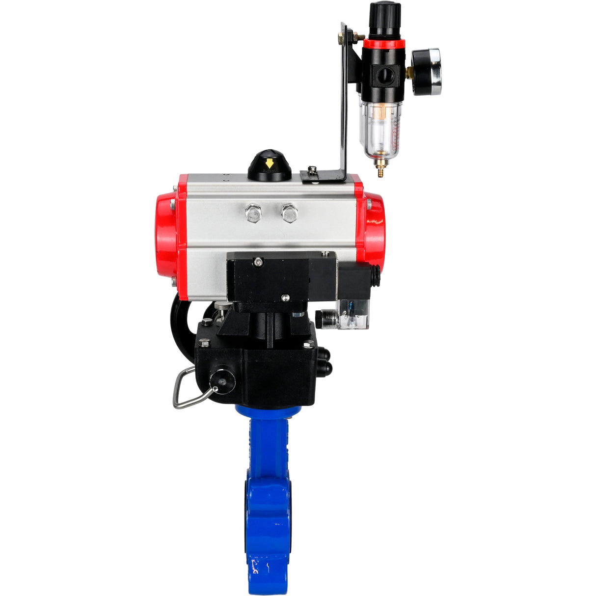 Water Butterfly Valve Elephant WBV1616N-2W-Fb-H, body material - cast iron QT450, disk material - cast iron QT450, seal - NBR, pneumatic actuator PA-DA double action, 4M310-08 24V handwheel MON, ATU AFC2000