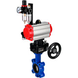 Water Butterfly Valve Elephant WBV1616N-2W-Fb-H, body material - cast iron QT450, disk material - cast iron QT450, seal - NBR, pneumatic actuator PA-DA double action, 4M310-08 24V handwheel MON, ATU AFC2000
