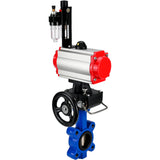 Water Butterfly Valve Elephant WBV1616N-2W-Fb-H, body material - cast iron QT450, disk material - cast iron QT450, seal - NBR, pneumatic actuator PA-DA double action, 4M310-08 24V handwheel MON, ATU AFC2000