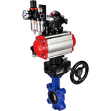 Water Butterfly Valve Elephant WBV1616E-2W-Fb-H, body material - cast iron QT450, disk material - cast iron QT450, seal - EPDM, pneumatic actuator PA-DA double action, 4M310-08 24V, LSU APL-210N, handwheel MON, ATU AFC2000