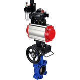 Water Butterfly Valve Elephant WBV1616E-2W-Fb-H, body material - cast iron QT450, disk material - cast iron QT450, seal - EPDM, pneumatic actuator PA-DA double action, 4M310-08 24V, LSU APL-210N, handwheel MON, ATU AFC2000