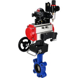 Water Butterfly Valve Elephant WBV1616E-2W-Fb-H, body material - cast iron QT450, disk material - cast iron QT450, seal - EPDM, pneumatic actuator PA-DA double action, 4M310-08 24V, LSU APL-210N, handwheel MON, ATU AFC2000