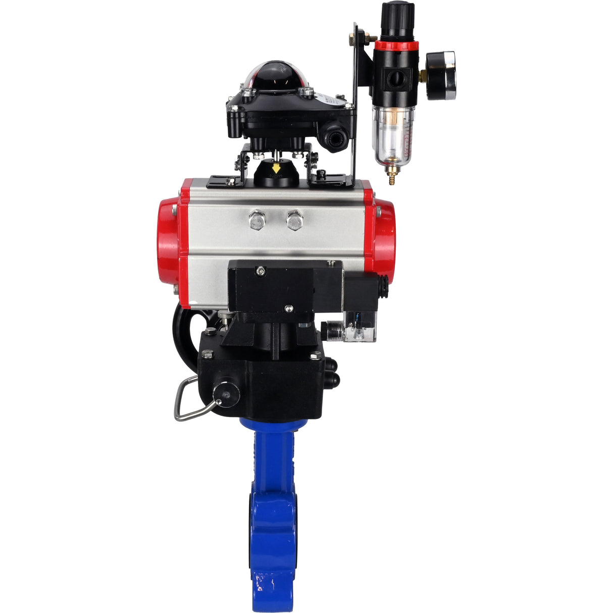 Water Butterfly Valve Elephant WBV1616E-2W-Fb-H, body material - cast iron QT450, disk material - cast iron QT450, seal - EPDM, pneumatic actuator PA-DA double action, 4M310-08 24V, LSU APL-210N, handwheel MON, ATU AFC2000