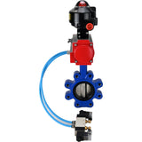 Water Butterfly Valve Elephant WBV1616N-2W-Fb-H, body material - cast iron QT450, disk material - cast iron QT450, seal - NBR, pneumatic actuator PA-SA with return springs, 4V320-10 220V, LSU APL-510N EX