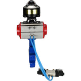Water Butterfly Valve Elephant WBV1616N-2W-Fb-H, body material - cast iron QT450, disk material - cast iron QT450, seal - NBR, pneumatic actuator PA-SA with return springs, 4V320-10 220V, LSU APL-510N EX