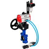 Water Butterfly Valve Elephant WBV1616E-2W-Fb-H, body material - cast iron QT450, disk material - cast iron QT450, seal - EPDM, with pneumatic actuator double action PA-DA, 4V320-10 220V, handwheel MON, ATU AFC2000