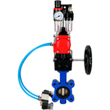 Water Butterfly Valve Elephant WBV1616E-2W-Fb-H, body material - cast iron QT450, disk material - cast iron QT450, seal - EPDM, with pneumatic actuator double action PA-DA, 4V320-10 220V, handwheel MON, ATU AFC2000
