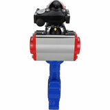 Water Butterfly Valve Elephant WBV1616E-2W-Fb-H, body material - cast iron QT450, disk material - cast iron QT450, seal - EPDM, with pneumatic actuator double action PA-DA, LSU APL-210N