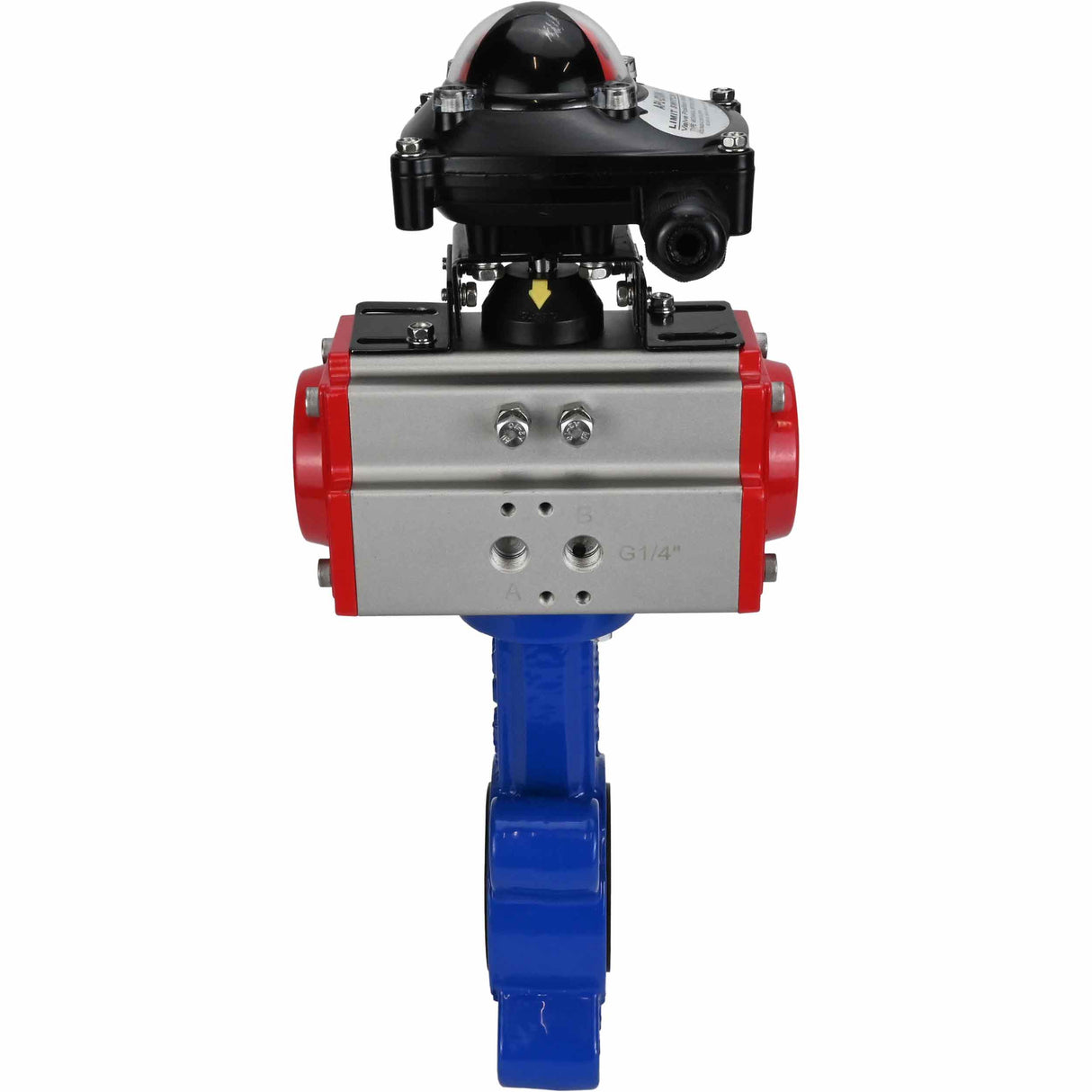Water Butterfly Valve Elephant WBV1616E-2W-Fb-H, body material - cast iron QT450, disk material - cast iron QT450, seal - EPDM, with pneumatic actuator double action PA-DA, LSU APL-210N