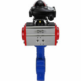 Water Butterfly Valve Elephant WBV1616E-2W-Fb-H, body material - cast iron QT450, disk material - cast iron QT450, seal - EPDM, with pneumatic actuator double action PA-DA, LSU APL-210N