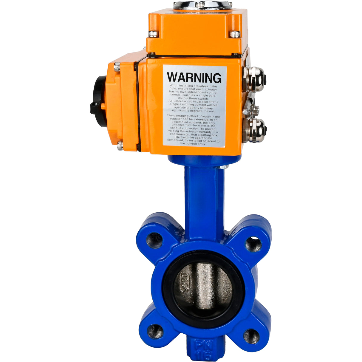 Water Butterfly Valve Elephant WBV1616N-2W-Fb-H, body material - cast iron QT450, disk material - cast iron QT450, seal - NBR, electric actuator QT-N-EM-O1-220VAC-U1 220V