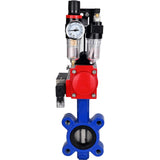 Water Butterfly Valve Elephant WBV1631E-2W-Fb-H, body material - cast iron QT450, disk material - stainless steel AISI 304, seal - EPDM, with pneumatic actuator double action PA-DA, 4M310-08 220V, BPV AFC2000