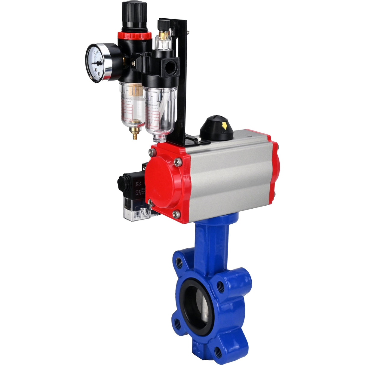 Water Butterfly Valve Elephant WBV1631E-2W-Fb-H, body material - cast iron QT450, disk material - stainless steel AISI 304, seal - EPDM, with pneumatic actuator double action PA-DA, 4M310-08 220V, ATU AFC2000