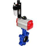 Water Butterfly Valve Elephant WBV1631E-2W-Fb-H, body material - cast iron QT450, disk material - stainless steel AISI 304, seal - EPDM, with pneumatic actuator double action PA-DA, 4M310-08 220V, ATU AFC2000