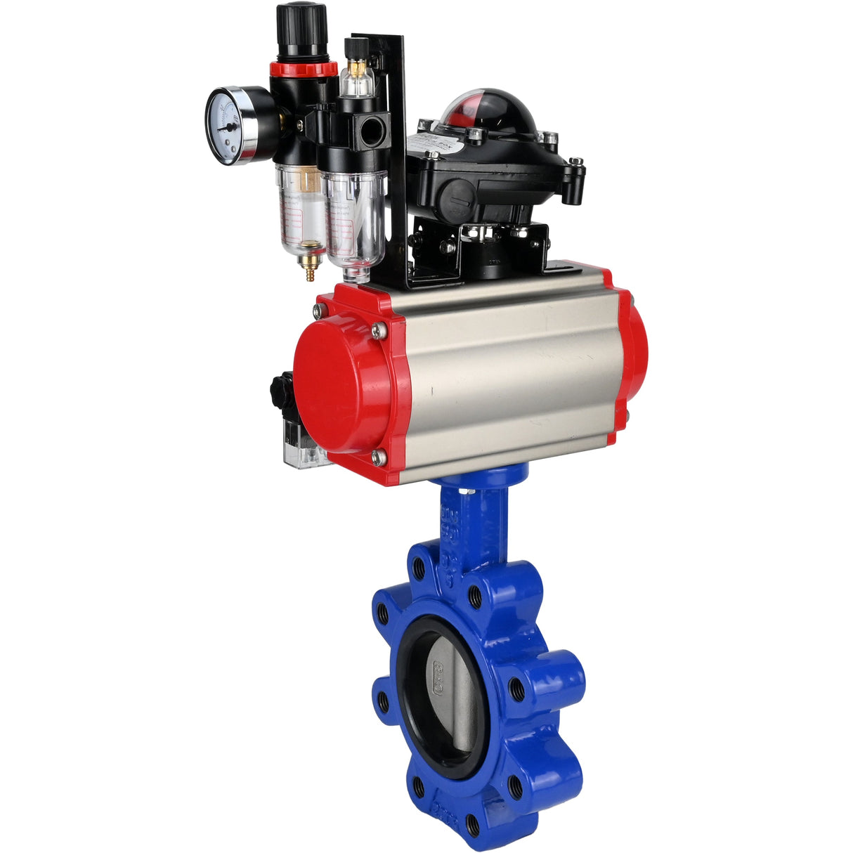 Water Butterfly Valve Elephant WBV1631N-2W-Fb-H, body material - cast iron QT450, disk material - Stainless steel AISI 304, seal - NBR, pneumatic actuator PA-SA with return springs, 4M310-08 24V, LSU APL-210N ATU AFC2000