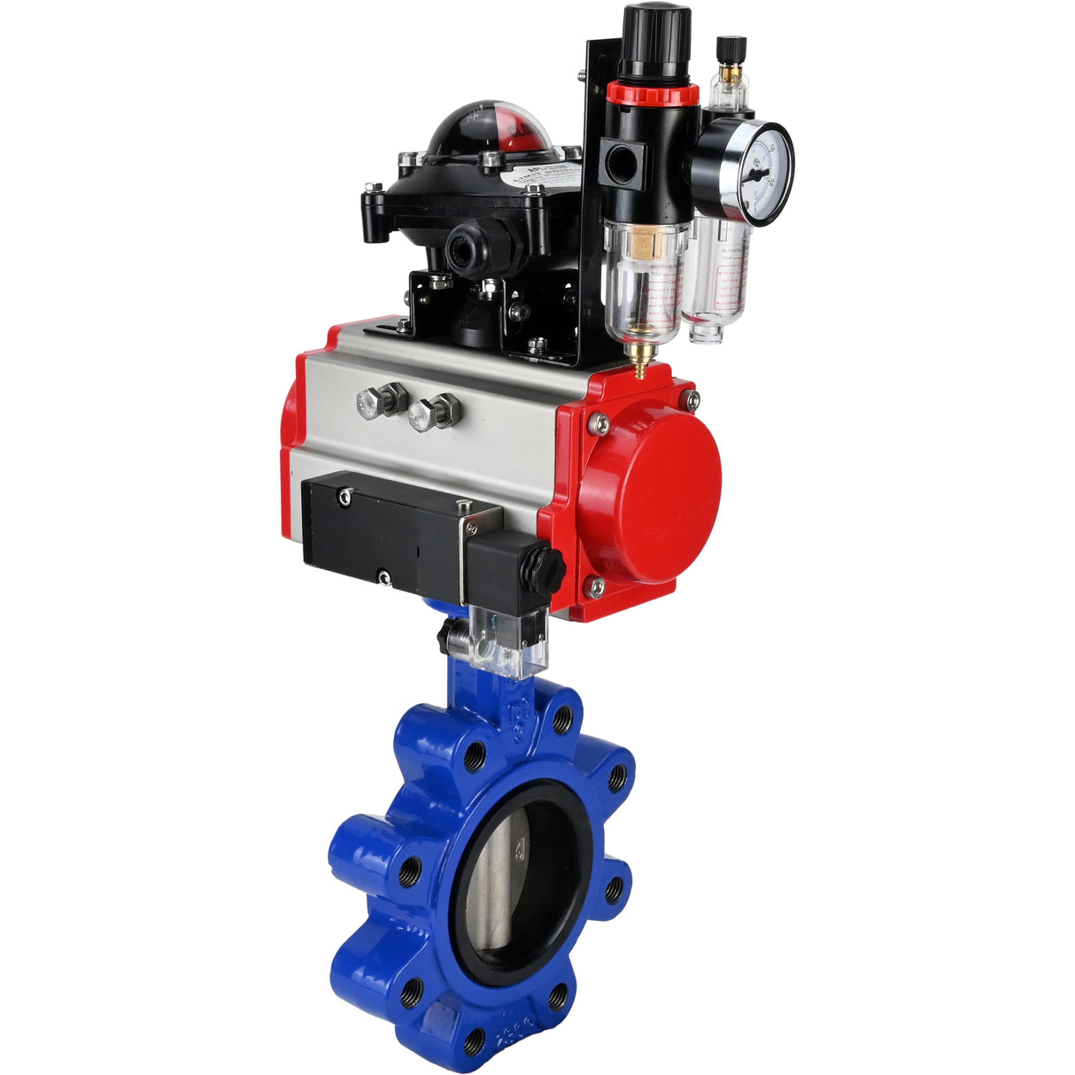 Water Butterfly Valve Elephant WBV1631N-2W-Fb-H, body material - cast iron QT450, disk material - Stainless steel AISI 304, seal - NBR, pneumatic actuator PA-SA with return springs, 4M310-08 24V, LSU APL-210N ATU AFC2000