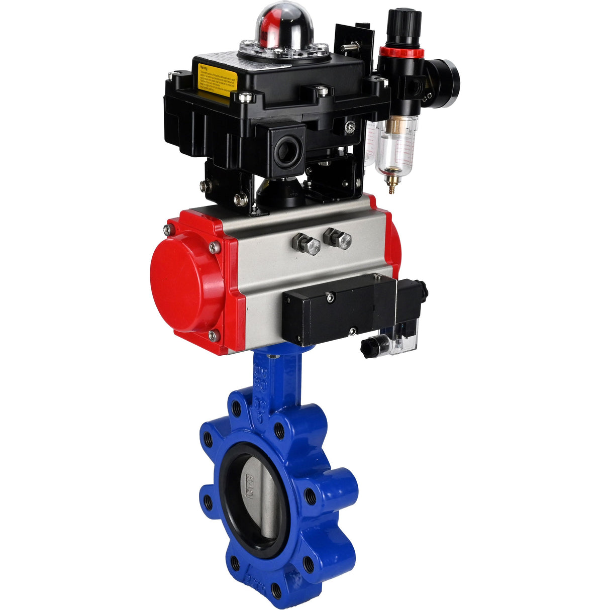 Water Butterfly Valve Elephant WBV1631N-2W-Fb-H, body material - cast iron QT450, disk material - Stainless steel AISI 304, seal - NBR, pneumatic actuator PA-SA with return springs, 4M310-08 24V, LSU APL-410N EX ATU AFC2000