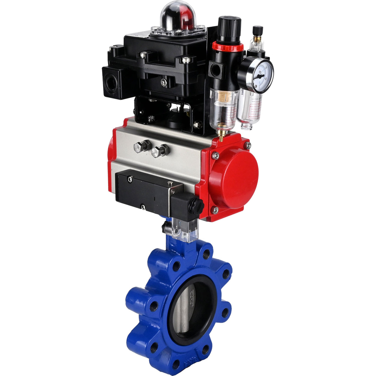 Water Butterfly Valve Elephant WBV1631N-2W-Fb-H, body material - cast iron QT450, disk material - Stainless steel AISI 304, seal - NBR, pneumatic actuator PA-SA with return springs, 4M310-08 24V, LSU APL-410N EX ATU AFC2000