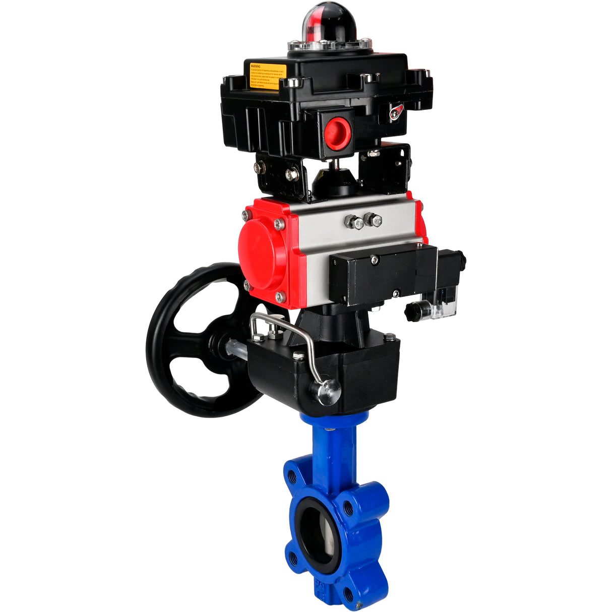 Water Butterfly Valve Elephant WBV1631N-2W-Fb-H, body material - cast iron QT450, disk material - Stainless steel AISI 304, seal - NBR, pneumatic actuator PA-DA double action, 4M310-08 24V, LSU APL-410N EX, handwheel MON