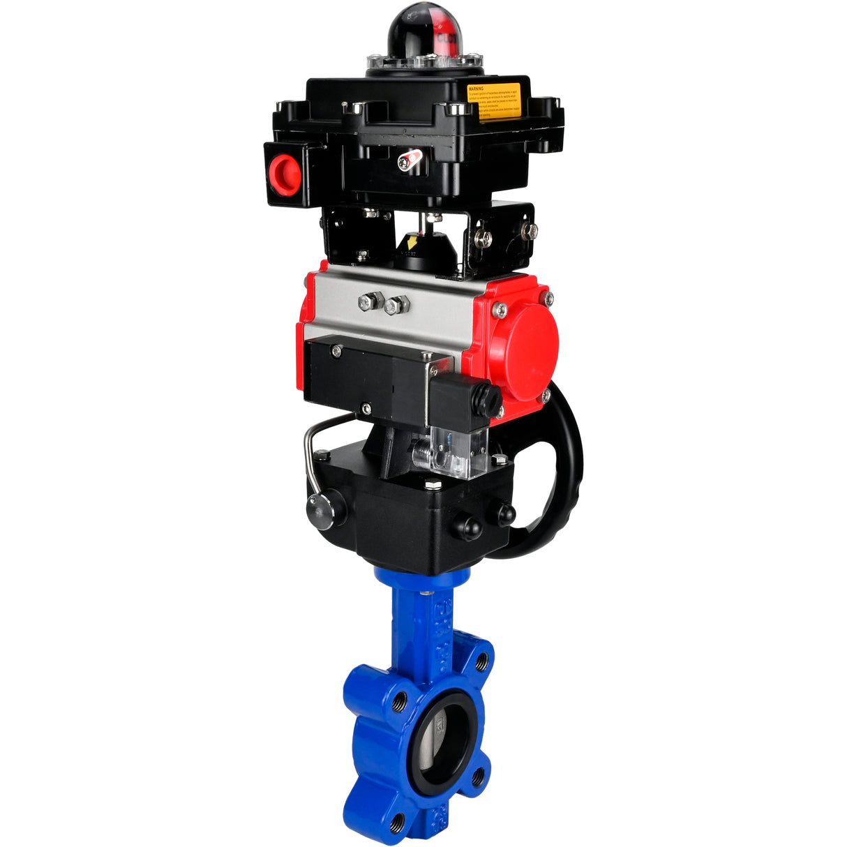 Water Butterfly Valve Elephant WBV1631N-2W-Fb-H, body material - cast iron QT450, disk material - Stainless steel AISI 304, seal - NBR, pneumatic actuator PA-DA double action, 4M310-08 24V, LSU APL-410N EX, handwheel MON