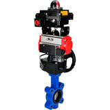 Water Butterfly Valve Elephant WBV1631N-2W-Fb-H, body material - cast iron QT450, disk material - Stainless steel AISI 304, seal - NBR, pneumatic actuator PA-DA double action, 4M310-08 24V, LSU APL-410N EX, handwheel MON