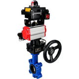 Water Butterfly Valve Elephant WBV1631N-2W-Fb-H, body material - cast iron QT450, disk material - Stainless steel AISI 304, seal - NBR, pneumatic actuator PA-DA double action, 4M310-08 24V, LSU APL-410N EX, handwheel MON