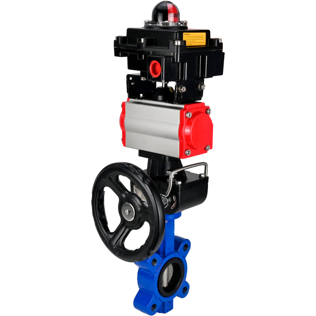 Water Butterfly Valve Elephant WBV1631N-2W-Fb-H, body material - cast iron QT450, disk material - Stainless steel AISI 304, seal - NBR, pneumatic actuator PA-DA double action, 4M310-08 24V, LSU APL-410N EX, handwheel MON