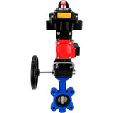 Water Butterfly Valve Elephant WBV1631N-2W-Fb-H, body material - cast iron QT450, disk material - Stainless steel AISI 304, seal - NBR, pneumatic actuator PA-DA double action, 4M310-08 24V, LSU APL-410N EX, handwheel MON