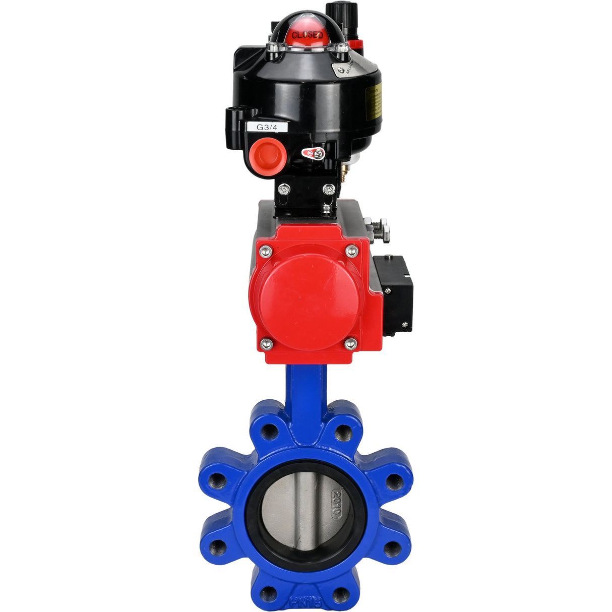 Water Butterfly Valve Elephant WBV1631N-2W-Fb-H, body material - cast iron QT450, disk material - Stainless steel AISI 304, seal - NBR, pneumatic actuator PA-SA with return springs, 4M310-08 220V, LSU APL-510N EX, ATU AFC2000