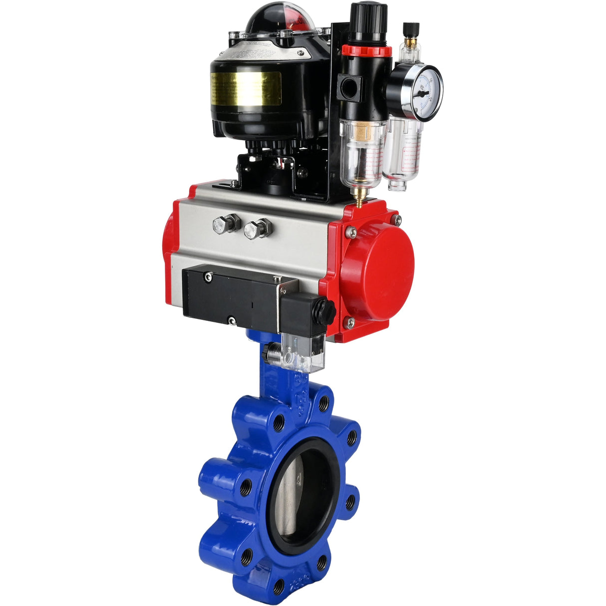 Water Butterfly Valve Elephant WBV1631N-2W-Fb-H, body material - cast iron QT450, disk material - Stainless steel AISI 304, seal - NBR, pneumatic actuator PA-SA with return springs, 4M310-08 220V, LSU APL-510N EX, ATU AFC2000