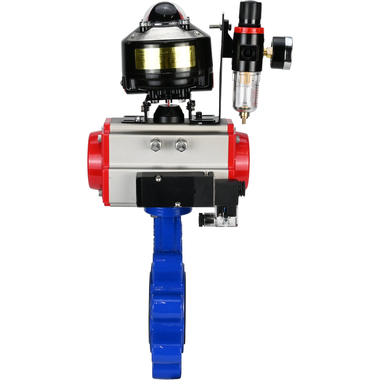 Water Butterfly Valve Elephant WBV1631N-2W-Fb-H, body material - cast iron QT450, disk material - Stainless steel AISI 304, seal - NBR, pneumatic actuator PA-SA with return springs, 4M310-08 220V, LSU APL-510N EX, ATU AFC2000