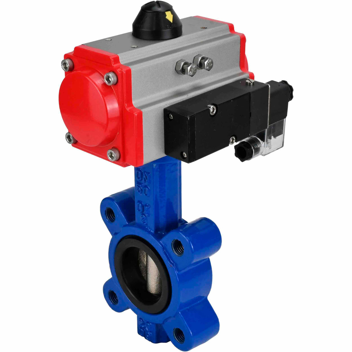 Water Butterfly Valve Elephant WBV1631N-2W-Fb-H, body material - cast iron QT450, disk material - stainless steel AISI 304, seal - NBR, with pneumatic actuator double action PA-DA, 4M310-08 24V