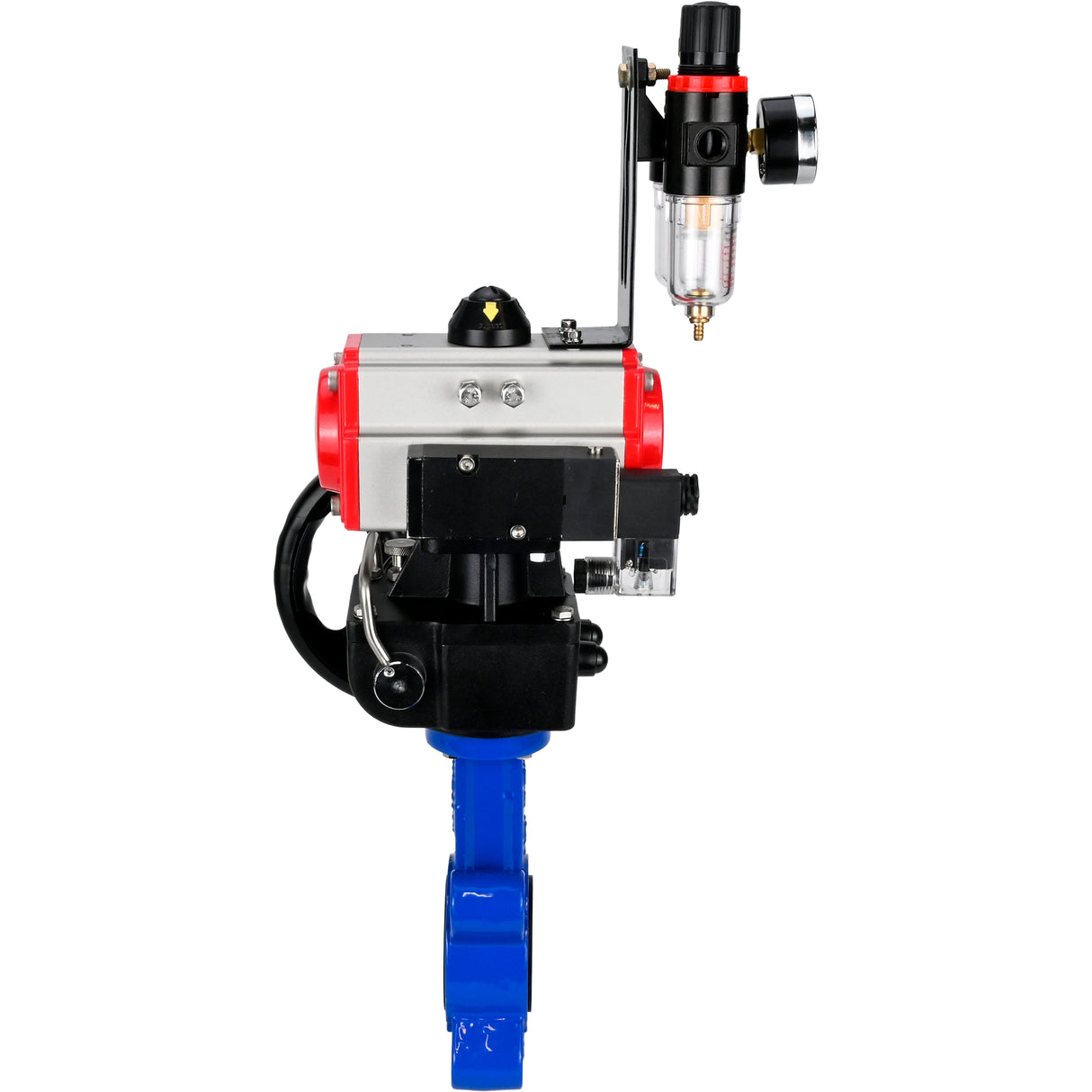 Water Butterfly Valve Elephant WBV1631E-2W-Fb-H, body material - cast iron QT450, disk material - stainless steel AISI 304, seal - EPDM, with pneumatic actuator double action PA-DA, 4M310-08 220V, handwheel MON, ATU AFC2000