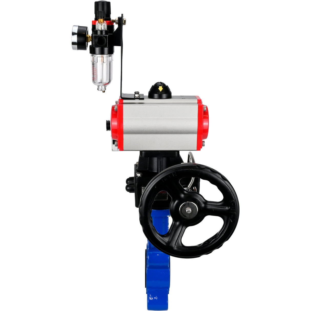 Water Butterfly Valve Elephant WBV1631E-2W-Fb-H, body material - cast iron QT450, disk material - stainless steel AISI 304, seal - EPDM, with pneumatic actuator double action PA-DA, 4M310-08 220V, handwheel MON, ATU AFC2000