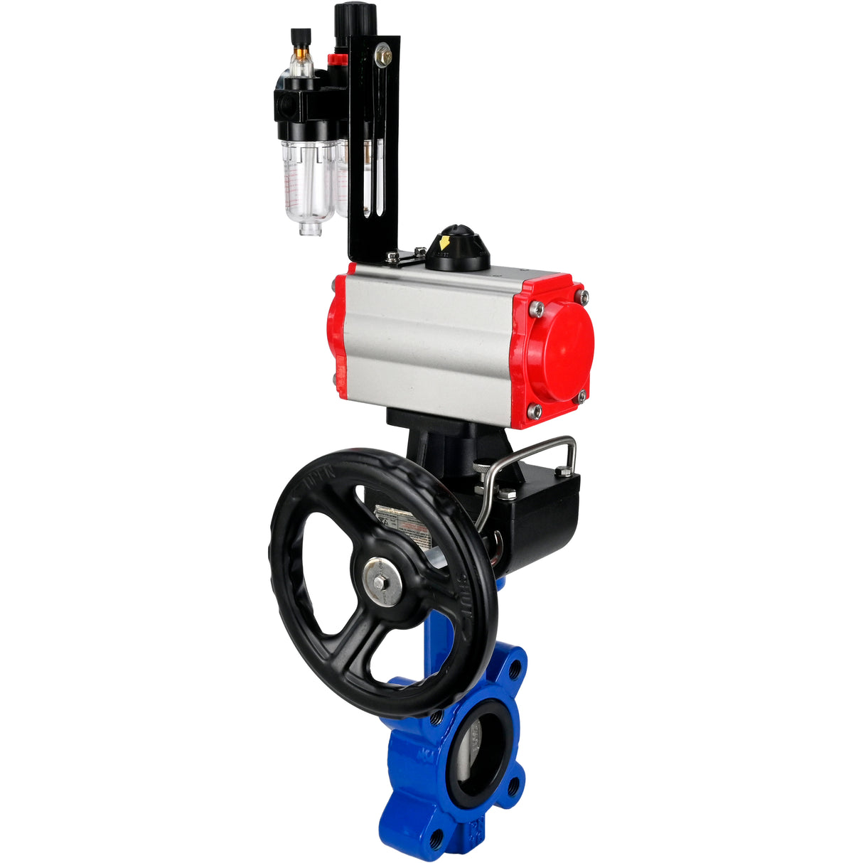 Water Butterfly Valve Elephant WBV1631E-2W-Fb-H, body material - cast iron QT450, disk material - stainless steel AISI 304, seal - EPDM, with pneumatic actuator double action PA-DA, 4M310-08 220V, handwheel MON, ATU AFC2000