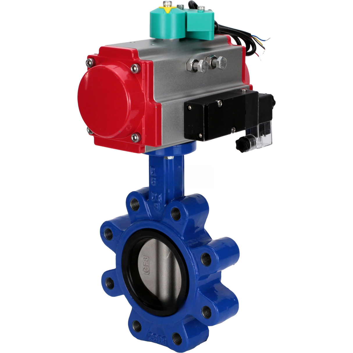 Disc rotary valves Elephant WBV1631E-2W-Fb-H DN50-150 16 bar LUG body - QT450 cast iron, disc - 304 stainless steel, seal - EPDM, with pneumatic actuator PA-DA-XXX, pneumatic distributor 4M310-08 24V and ALS200D magnetic switch