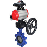 Water Butterfly Valve Elephant WBV1631N-2W-Fb-H, body material - cast iron QT450, disk material - Stainless steel AISI 304, seal - NBR, pneumatic actuator PA-DA double action, 4M310-08 24V, LSU APL-210N, handwheel MON