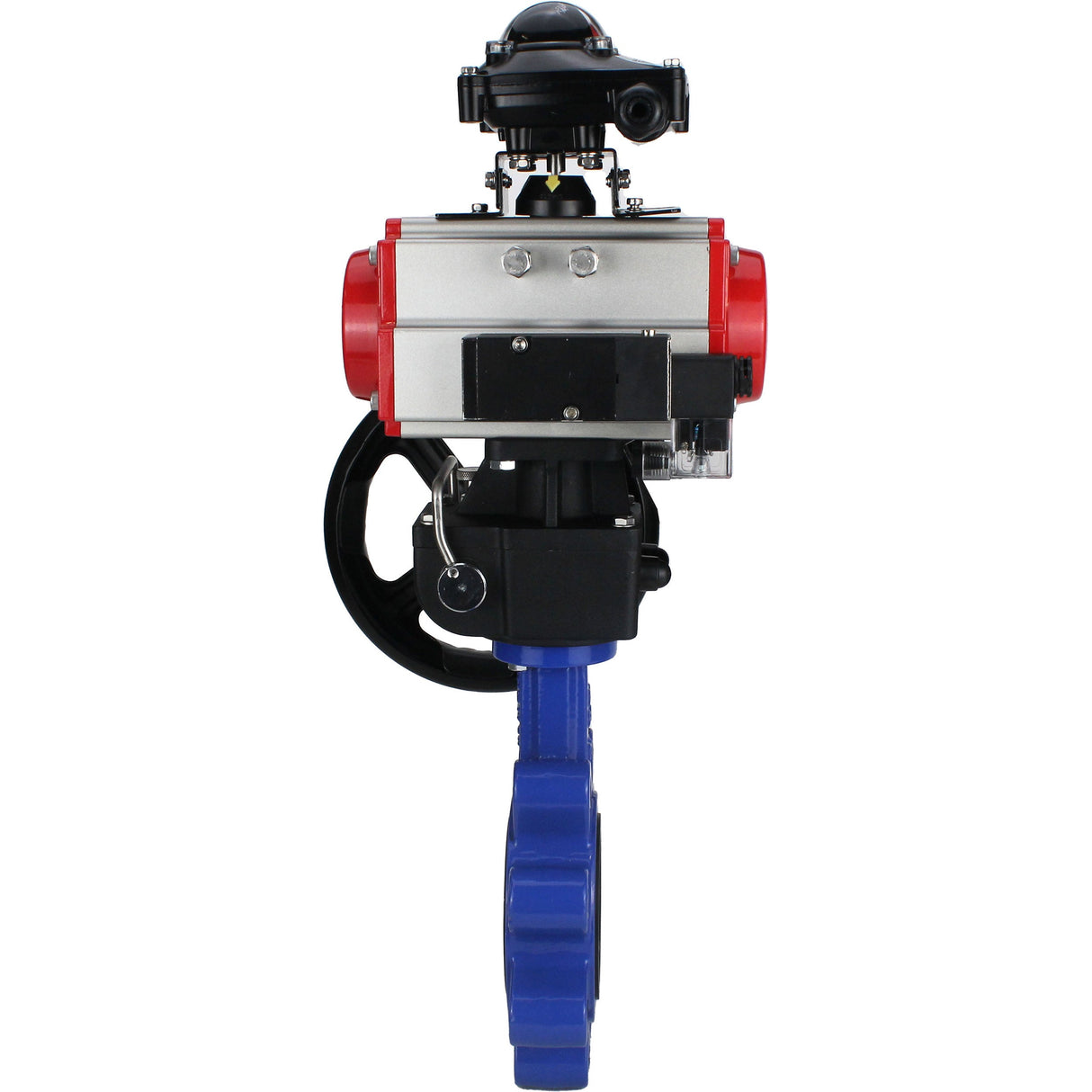 Water Butterfly Valve Elephant WBV1631N-2W-Fb-H, body material - cast iron QT450, disk material - Stainless steel AISI 304, seal - NBR, pneumatic actuator PA-DA double action, 4M310-08 24V, LSU APL-210N, handwheel MON