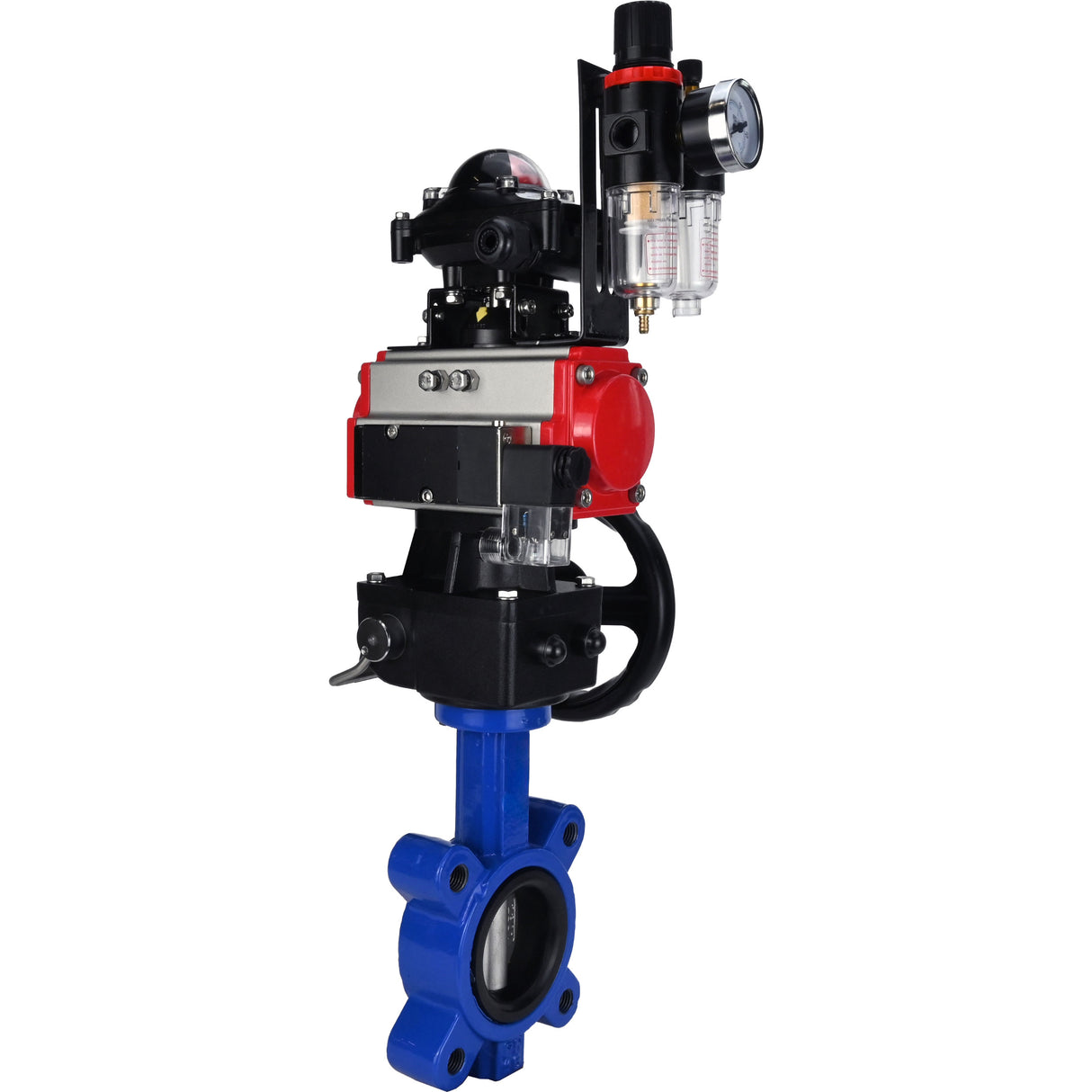 Water Butterfly Valve Elephant WBV1631N-2W-Fb-H, body material - cast iron QT450, disk material - Stainless steel AISI 304, seal - NBR, pneumatic actuator PA-DA double action, 4M310-08 220V, LSU APL-210N, handwheel MON, ATU AFC2000