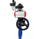Water Butterfly Valve Elephant WBV1631N-2W-Fb-H, body material - cast iron QT450, disk material - Stainless steel AISI 304, seal - NBR, pneumatic actuator PA-DA double action, 4M310-08 220V, LSU APL-210N, handwheel MON, ATU AFC2000