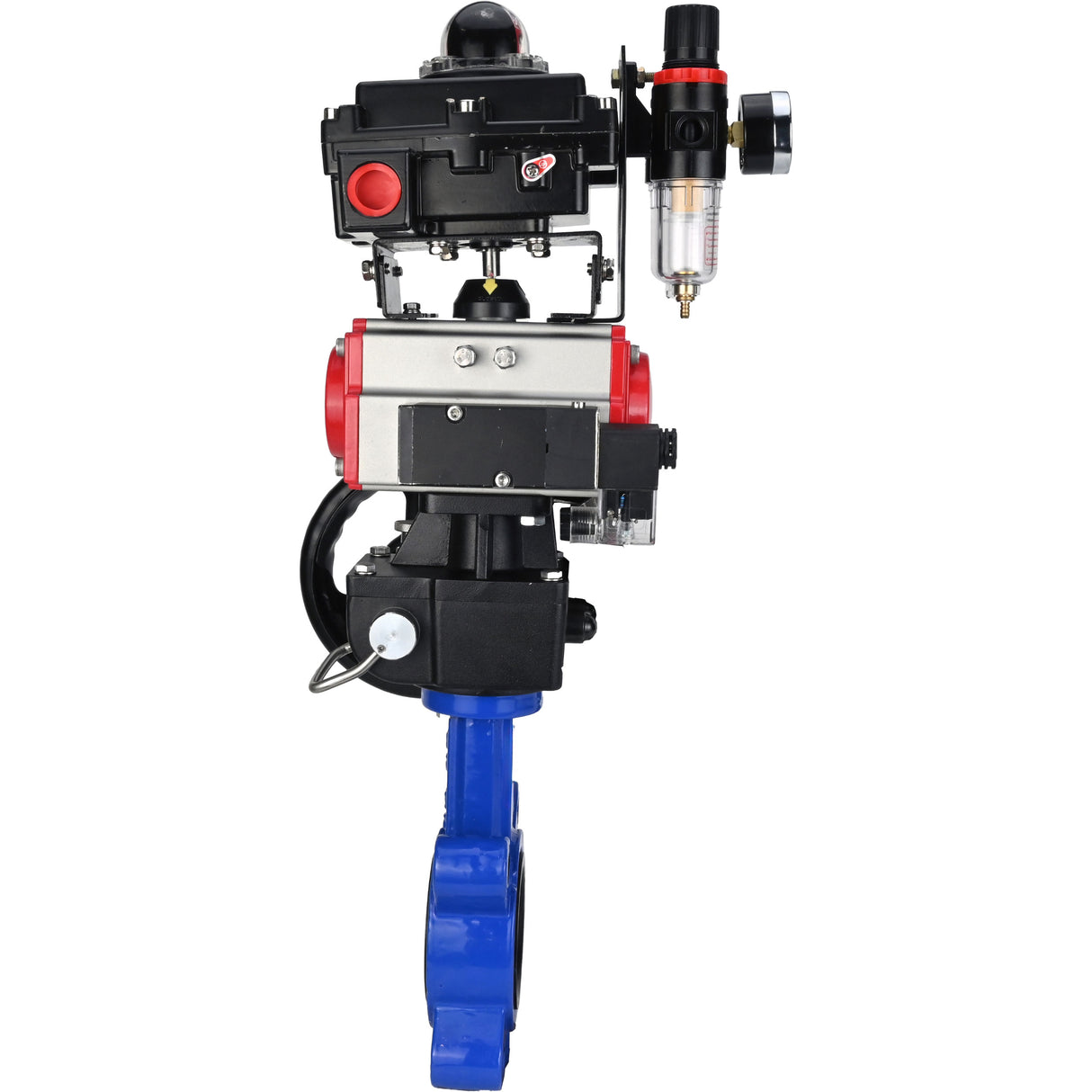 Water Butterfly Valve Elephant WBV1631N-2W-Fb-H, body material - cast iron QT450, disk material - Stainless steel AISI 304, seal - NBR, pneumatic actuator PA-DA double action, 4M310-08 24V, LSU APL-410N EX, handwheel MON, ATU AFC2000