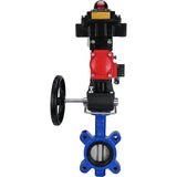 Water Butterfly Valve Elephant WBV1631N-2W-Fb-H, body material - cast iron QT450, disk material - Stainless steel AISI 304, seal - NBR, pneumatic actuator PA-DA double action, 4M310-08 24V, LSU APL-410N EX, handwheel MON, ATU AFC2000
