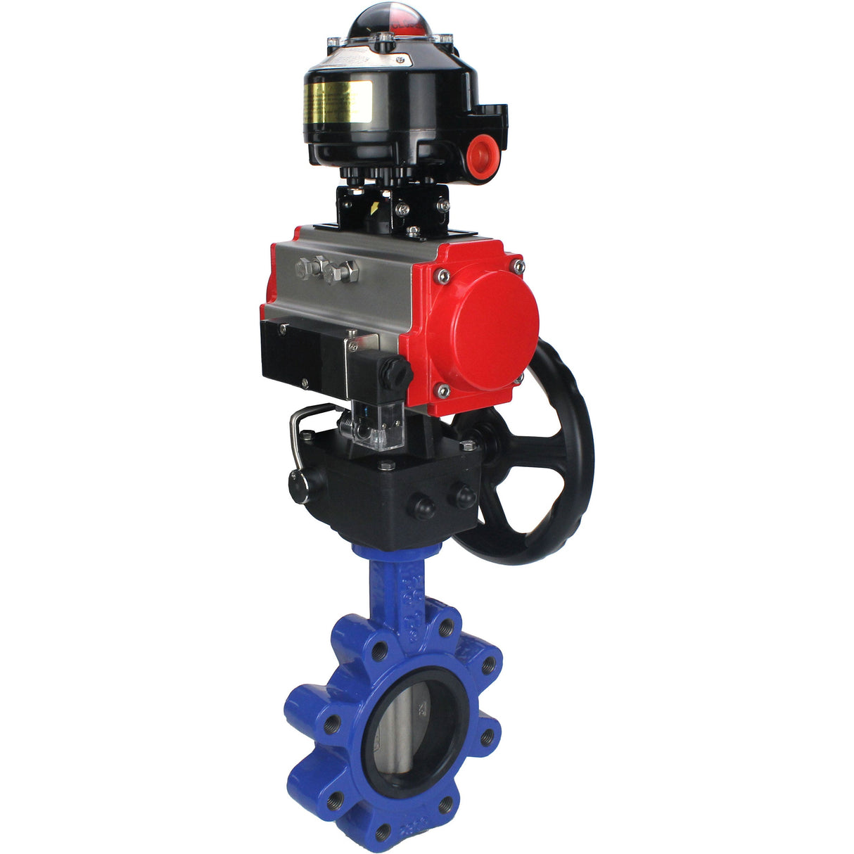 Water Butterfly Valve Elephant WBV1631N-2W-Fb-H, body material - cast iron QT450, disk material - Stainless steel AISI 304, seal - NBR, pneumatic actuator PA-DA double action, 4M310-08 220V, LSU APL-510N EX, handwheel MON