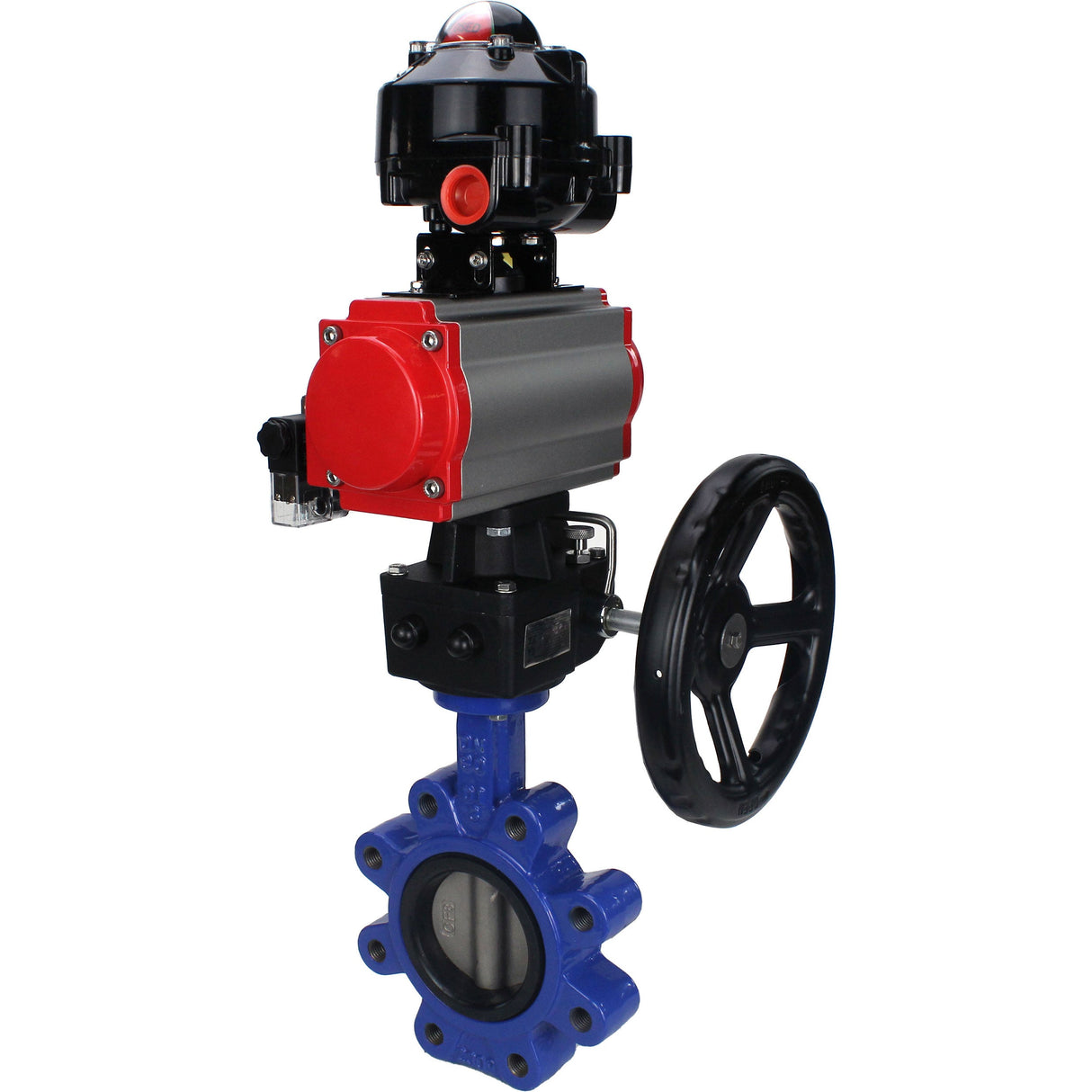 Water Butterfly Valve Elephant WBV1631N-2W-Fb-H, body material - cast iron QT450, disk material - Stainless steel AISI 304, seal - NBR, pneumatic actuator PA-DA double action, 4M310-08 220V, LSU APL-510N EX, handwheel MON