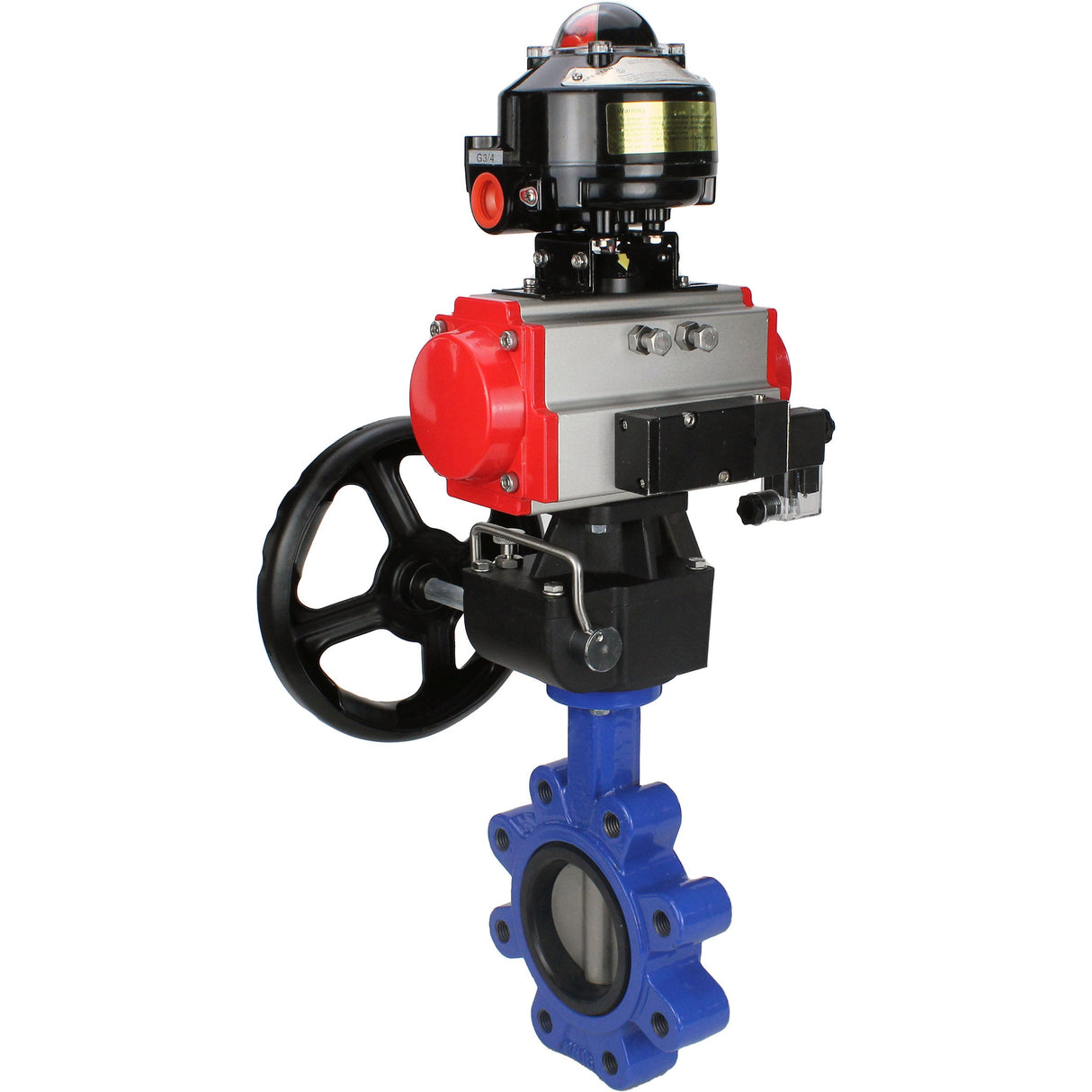 Water Butterfly Valve Elephant WBV1631N-2W-Fb-H, body material - cast iron QT450, disk material - Stainless steel AISI 304, seal - NBR, pneumatic actuator PA-DA double action, 4M310-08 220V, LSU APL-510N EX, handwheel MON
